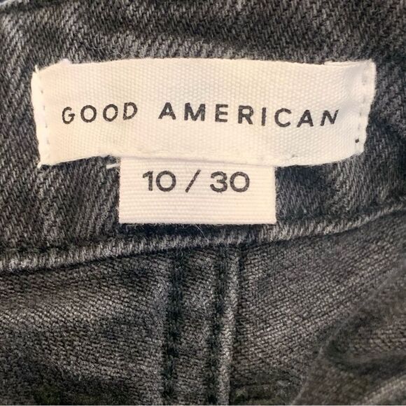 Good American Good Vintage Fold Over Waist Black Jeans Size 10 - Picture 9 of 13